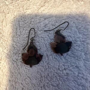 Black and Brown Copper Leaf Earrings
